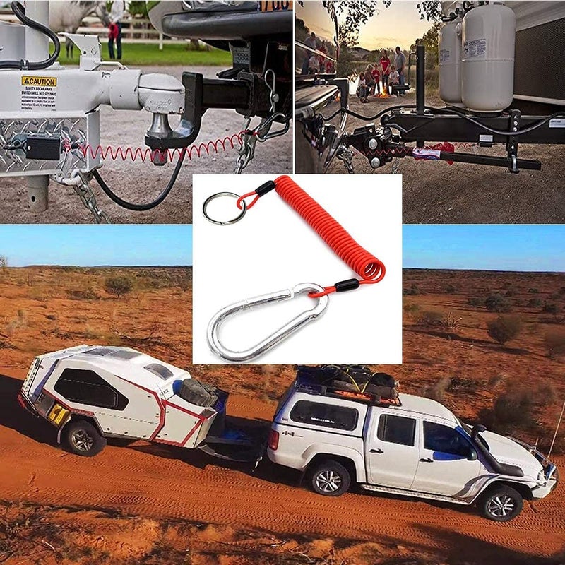 Malloryx 6' Breakaway Trailer Cable Trailer Brake Cable RV Stainless Steel Spring Towing Coiled Wire Safety Straps Ground Clip,for Breakaway Switch - Image 3